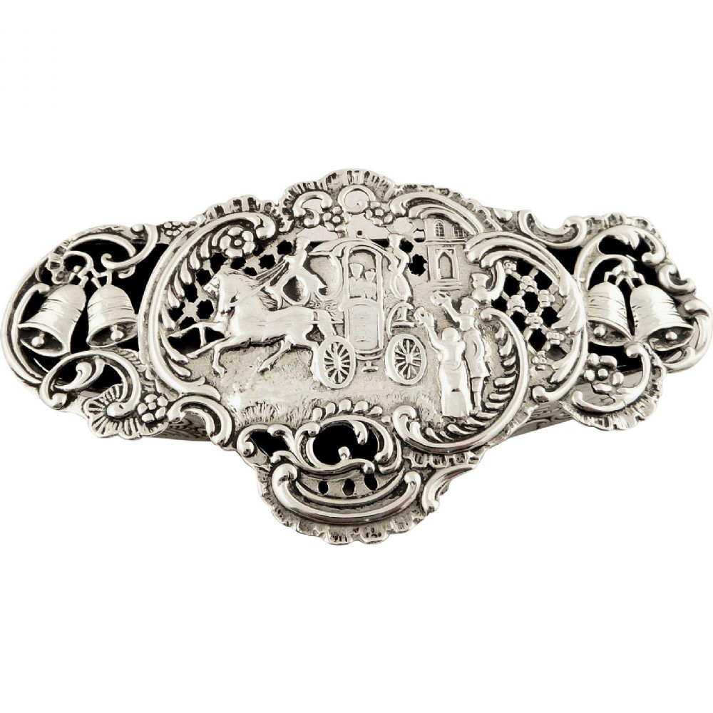 Antique Edwardian Sterling Silver Pierced Top Marriage Box 1905