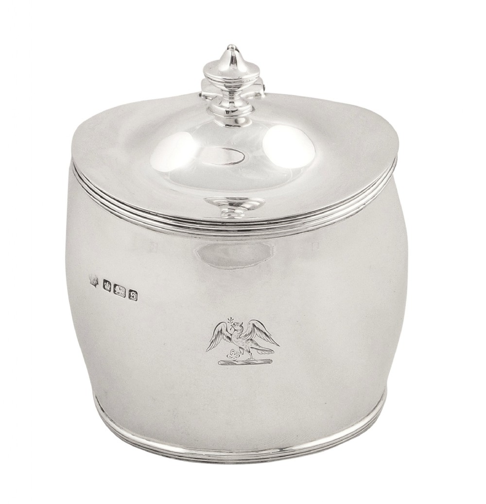 Antique Edwardian Sterling Silver Caddy with Crest 1910