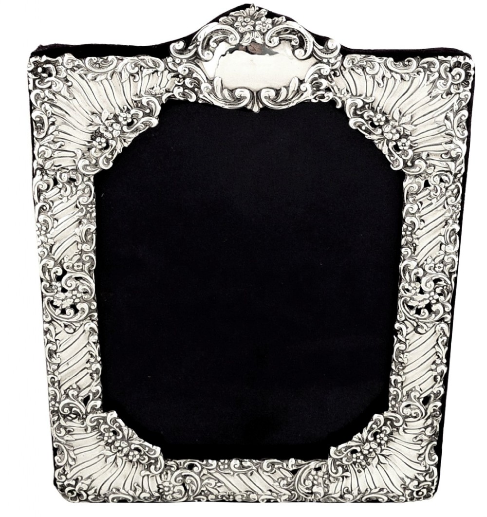 Large Antique Edwardian Sterling Silver Photo Frame 1901