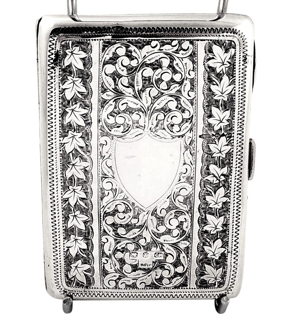 Antique Victorian Sterling Silver Card Case / Aide Memoire 1897