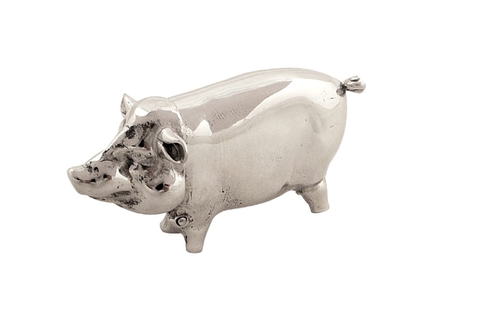 Unusual Antique Sterling Silver 'Pig' Vesta 1930