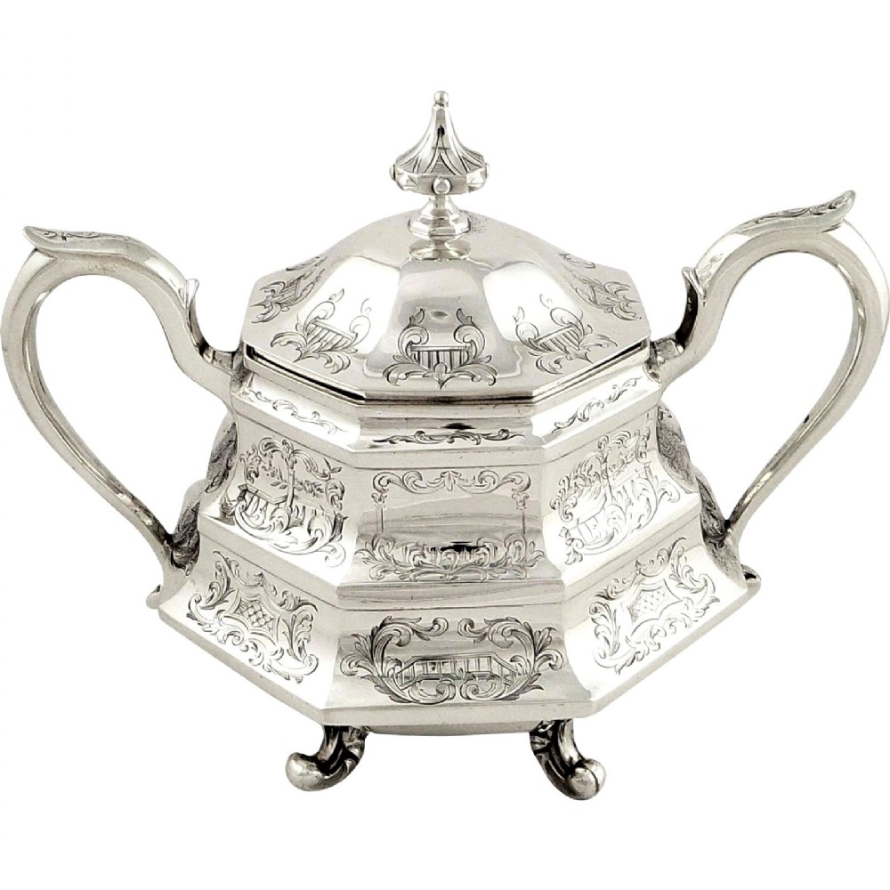 Antique Victorian Sterling Silver Bowl & Lid 1844 - Hayne & Carter