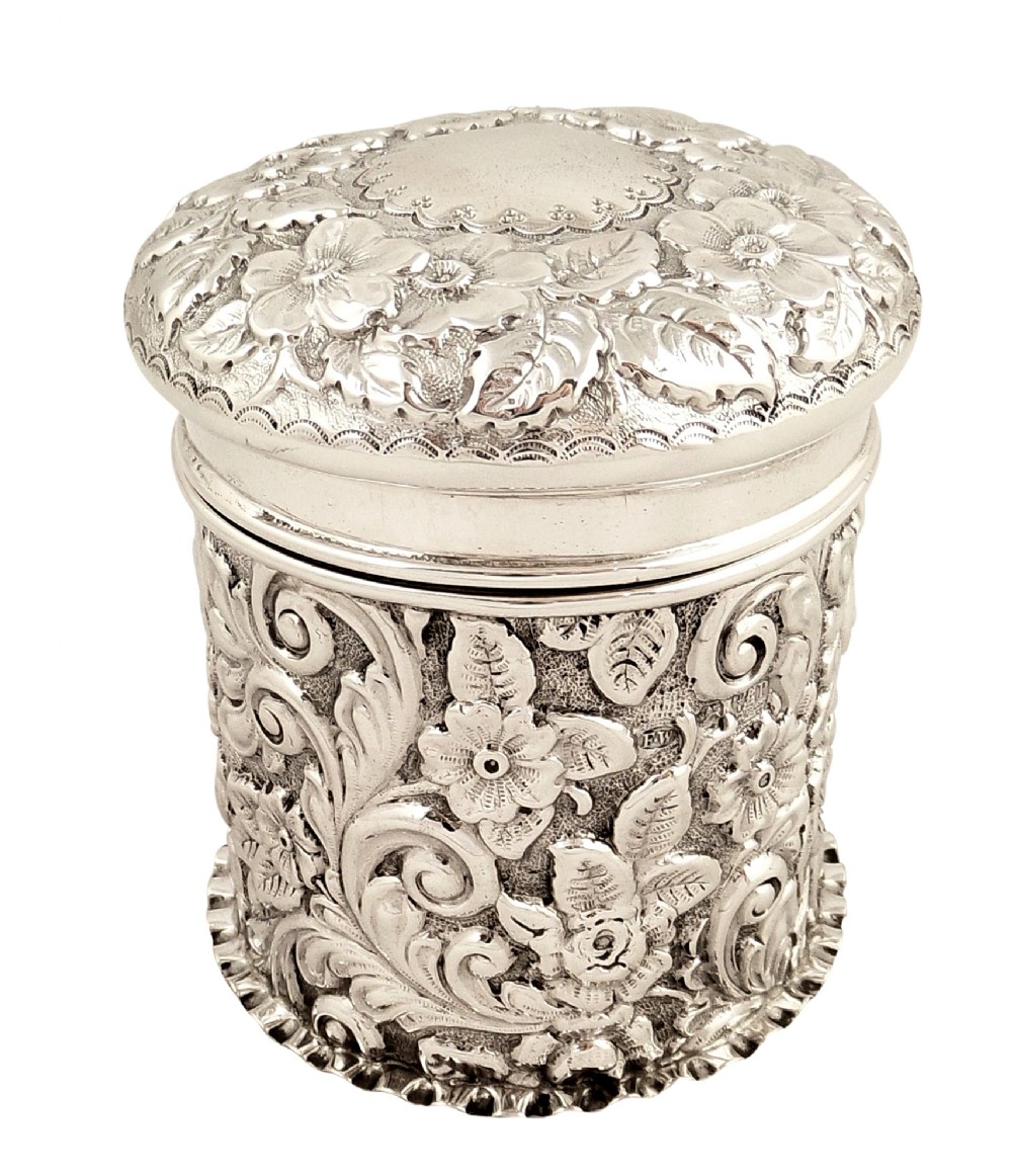 Antique Victorian Sterling Silver Vanity Pot 1898