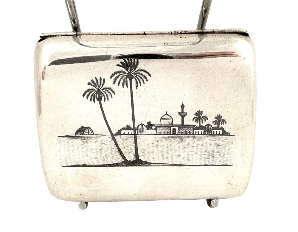 Antique Sterling Silver & Niello Decorated Cigarette Case -1910