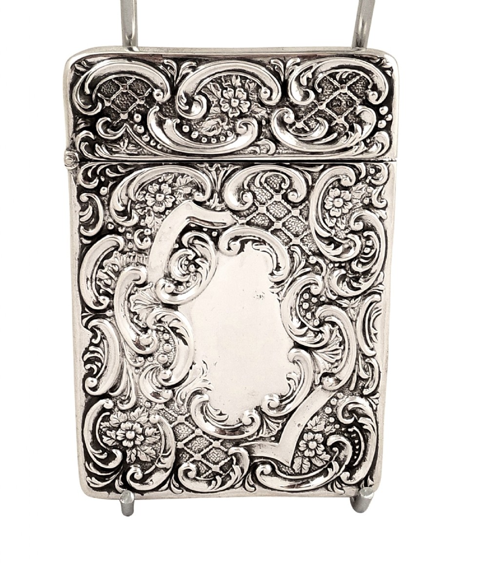 Antique Edwardian Sterling Silver Card Case 1902