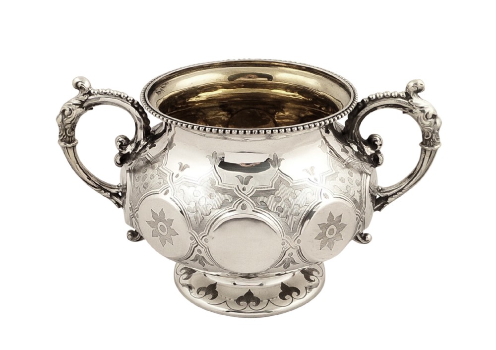Antique Victorian Sterling Silver 2 Handle Bowl 1858