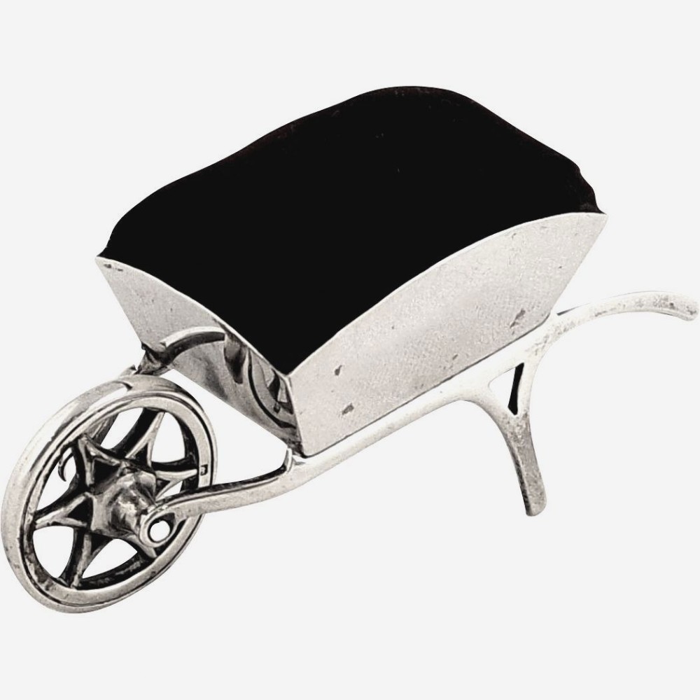 Antique Sterling Silver Wheelbarrow Pin Cushion 1909