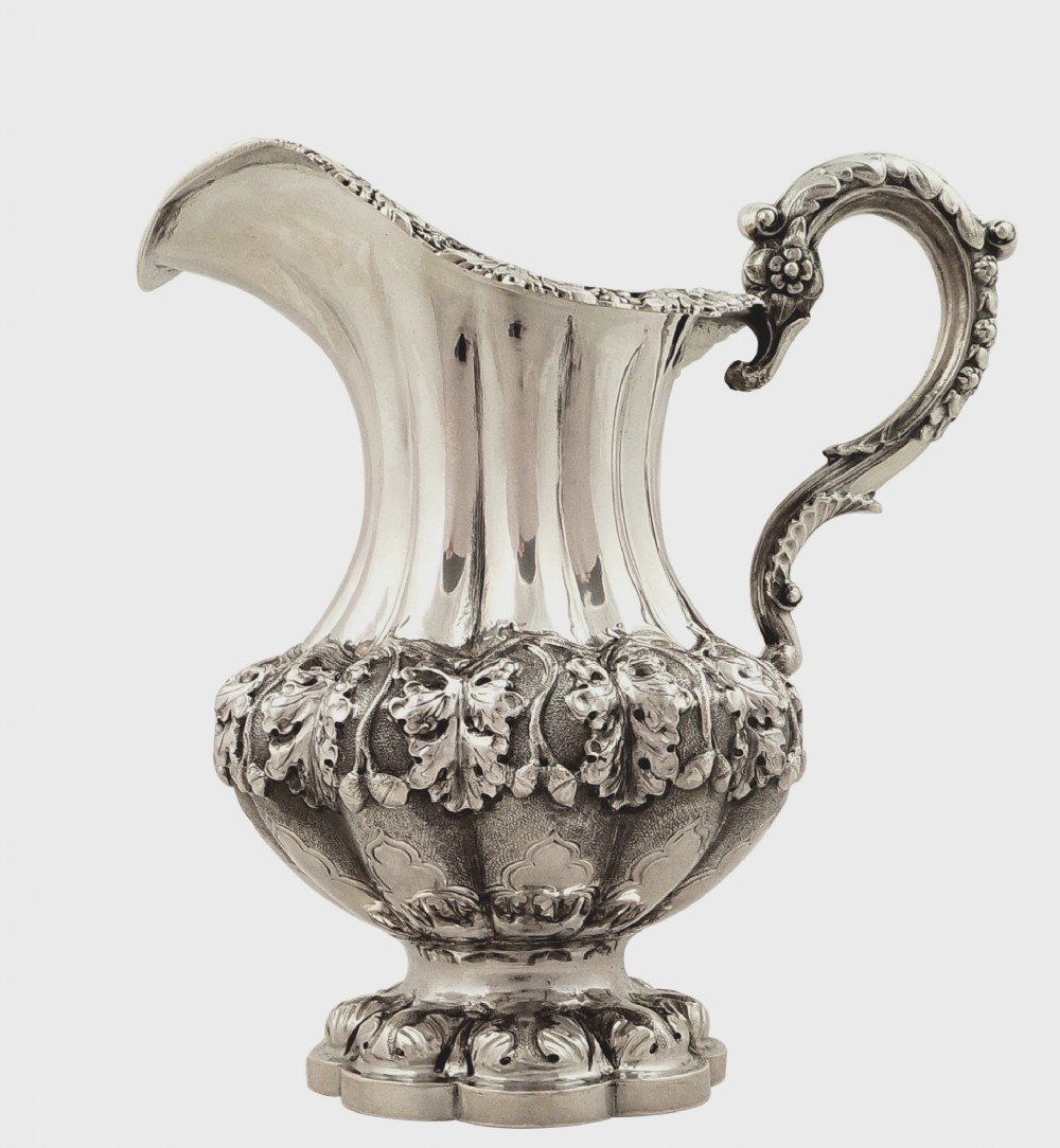 Antique William IV Sterling Silver Jug - 1836 - Acorns & Leaves