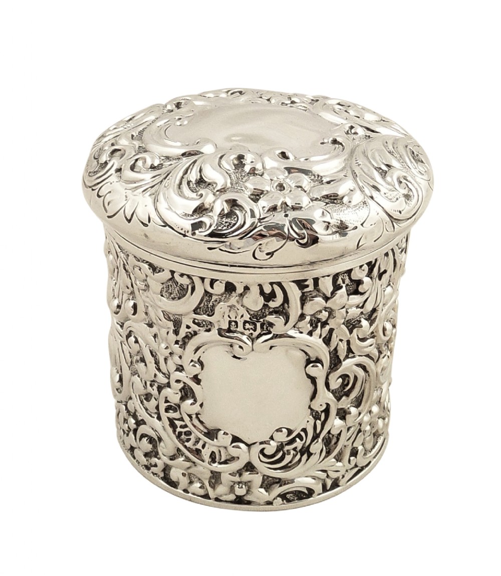 Antique Edwardian Sterling Silver Vanity Pot 1905