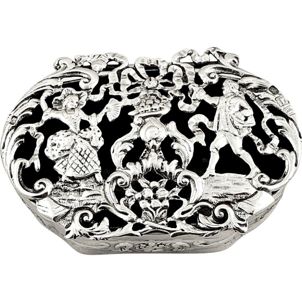Antique Victorian Sterling Silver Pierced Box 1899