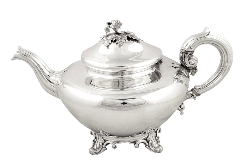 Antique Early Victorian Sterling Silver Teapot 1843