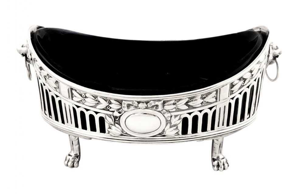 Antique Edwardian Sterling Silver Bowl with Liner 1904 - Lion Heads