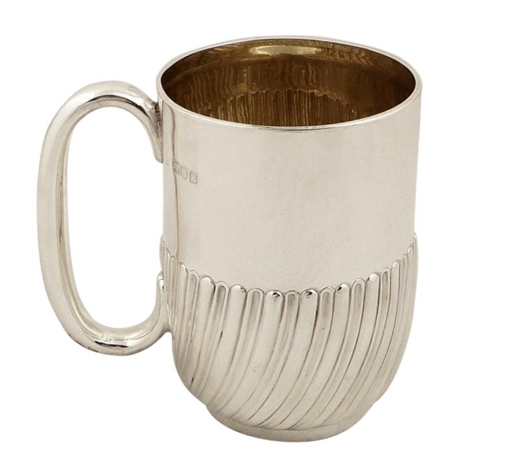 Antique Edwardian Sterling Silver Pint Mug / Tankard 1902