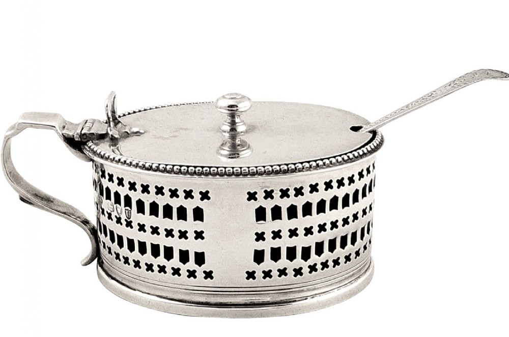 Antique Victorian Sterling Silver Mustard & Liner 1895