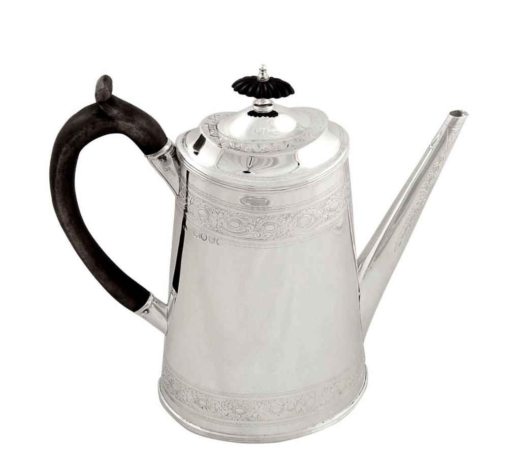 Antique Victorian Sterling Silver 2 Pint Coffee Pot 1881