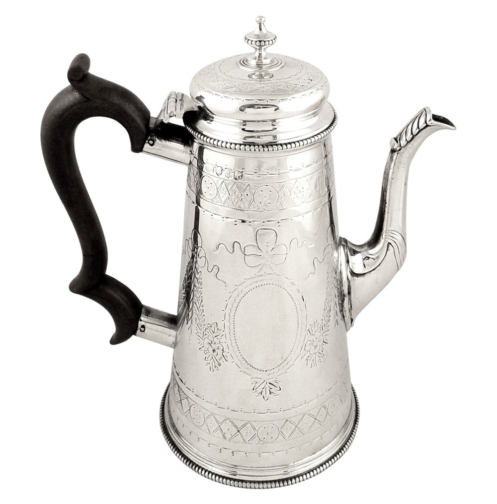 Antique Victorian Sterling Silver Coffee Pot - 1874