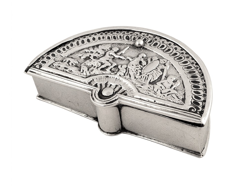 Unusual Antique Georgian Sterling Silver Half Round Box 1767