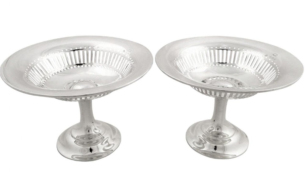 Pr Antique Edwardian Sterling Silver Asprey Tazzas/Dishes 1907