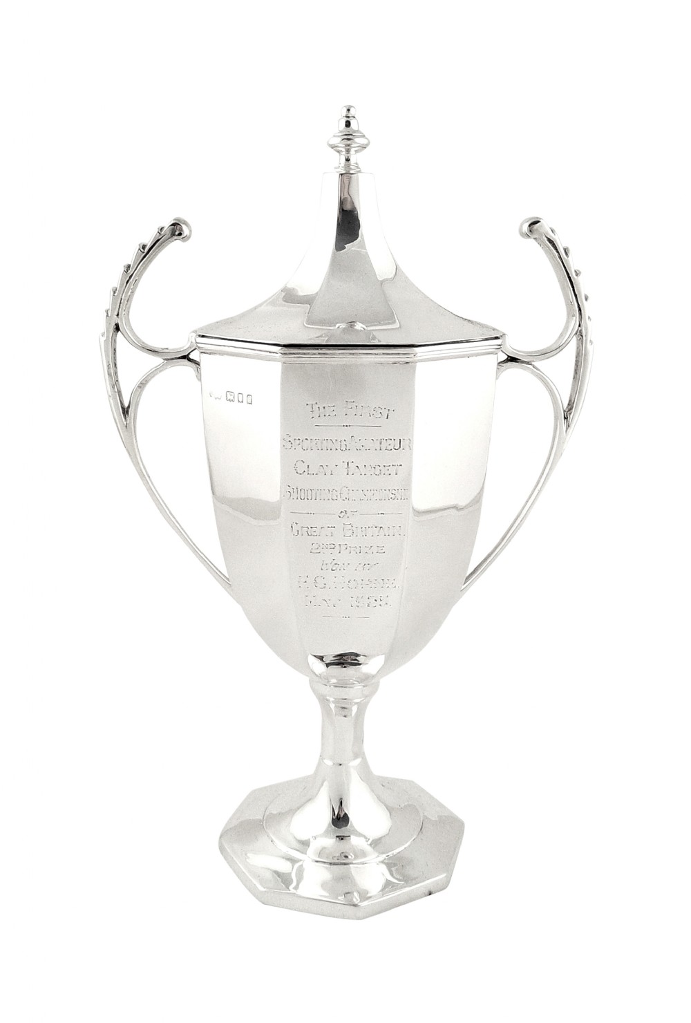 Antique Sterling Silver Trophy with Lid - 1925 - Clay Target Shooting