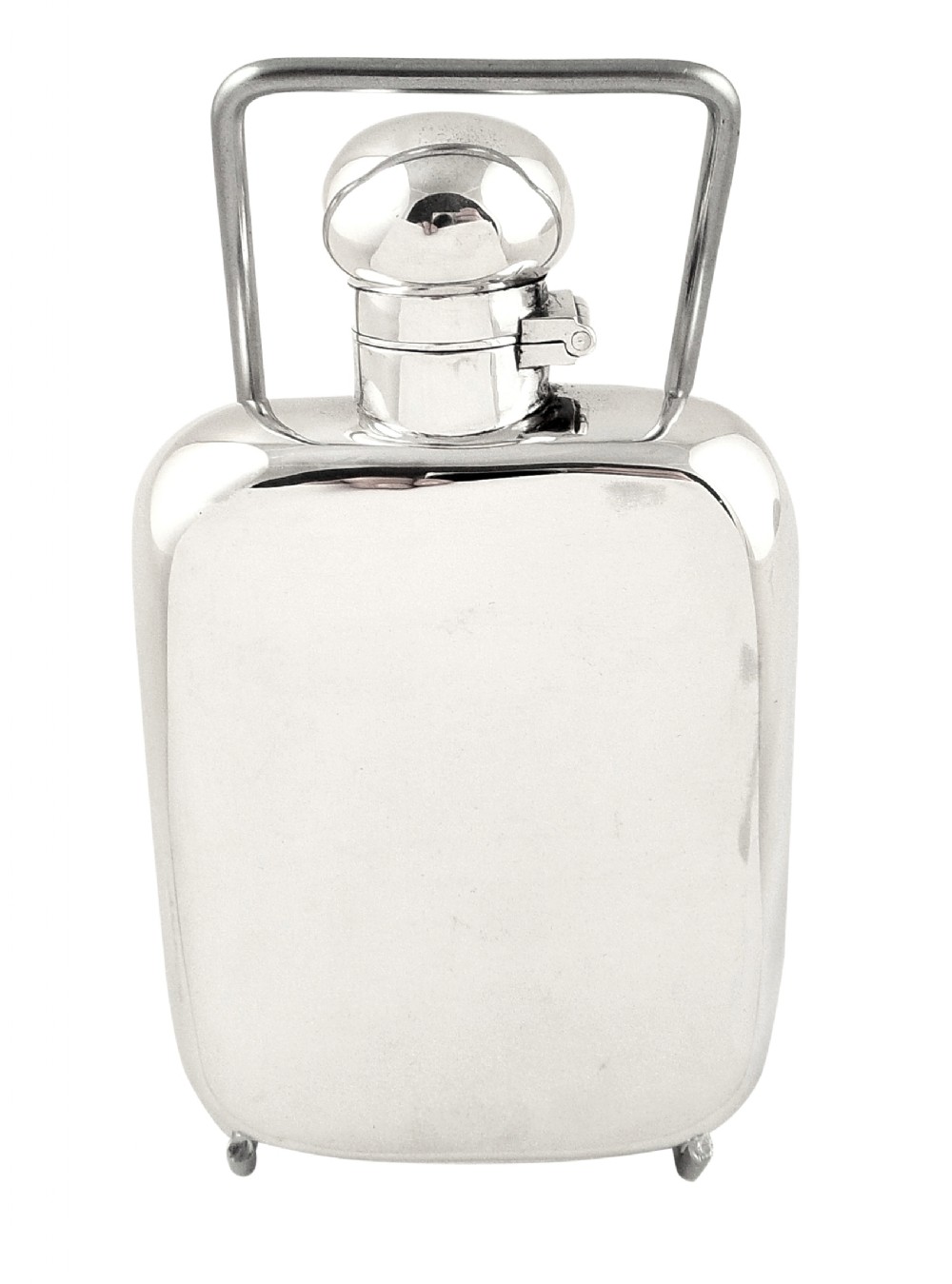 Antique Solid Sterling Silver Hip Flask - Harrods - 1911