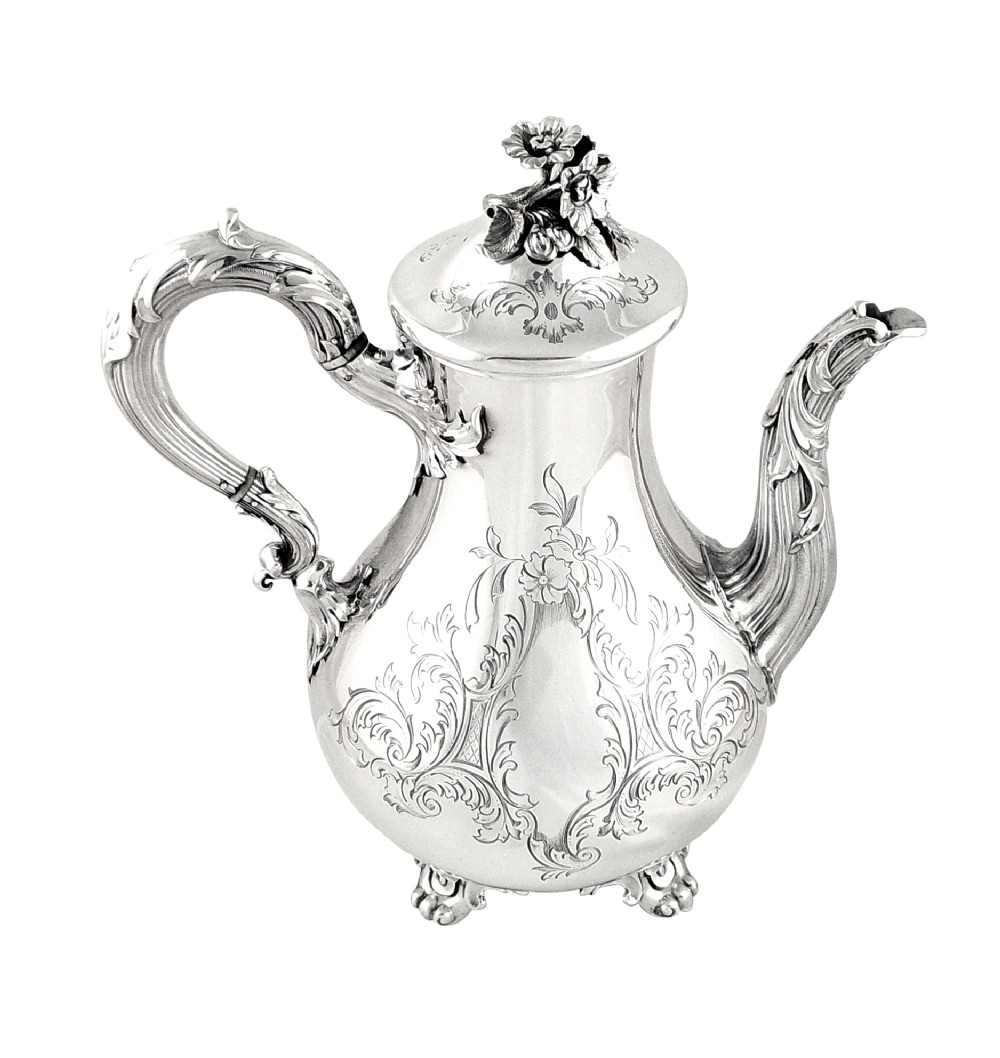 Antique Victorian Sterling Silver Coffee Pot 1848