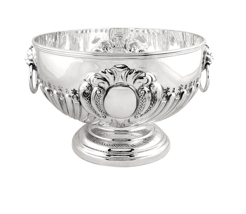 Victorian Sterling Silver Bowl - Lion Head Handles - 1895 Mappin & Webb