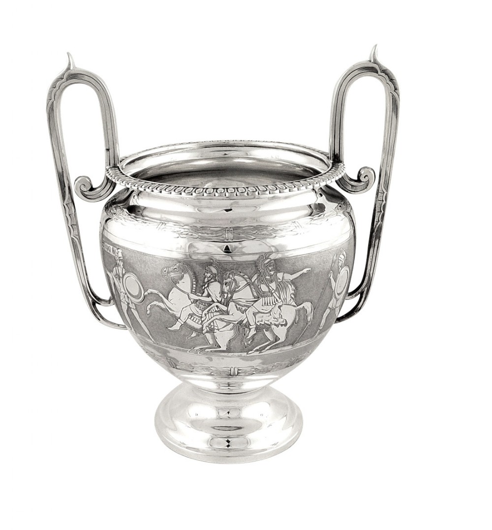 Antique Victorian Sterling Silver Bowl - 1871 - Roman Soldiers