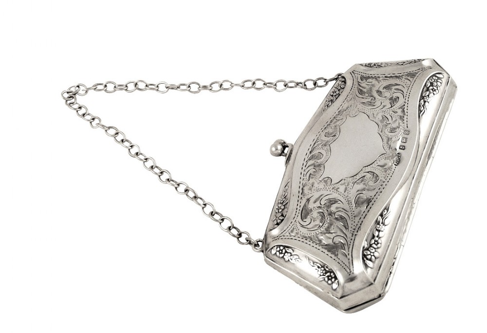 Super Antique Sterling Silver Purse 1917