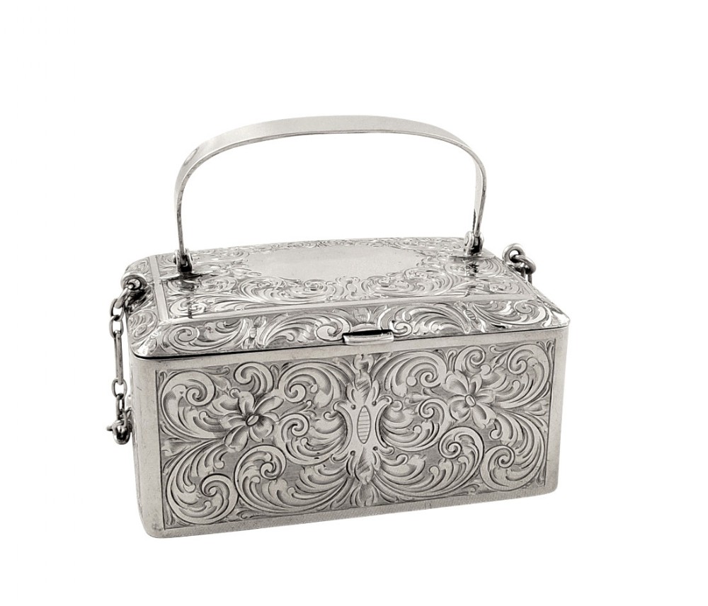Antique American Silver Purse/Box with Perfume & Vinaigrette c1900