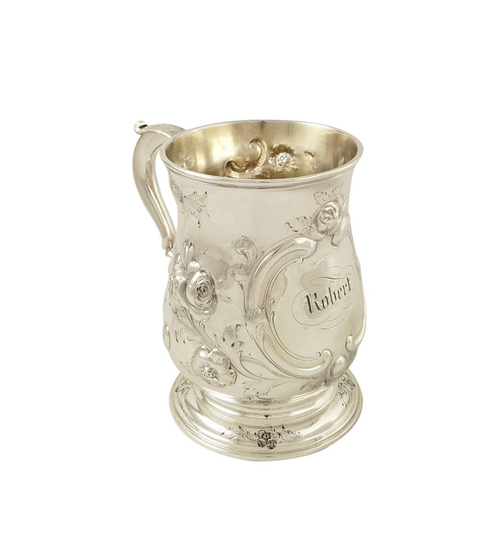 Antique Georgian Sterling Silver Pint Mug/Tankard - Robert - 1762