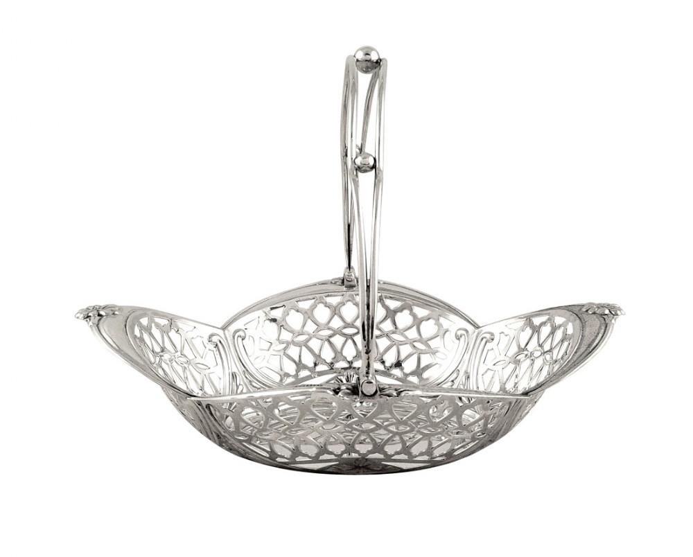 Antique Edwardian Sterling Silver Swing Handle Basket 1907
