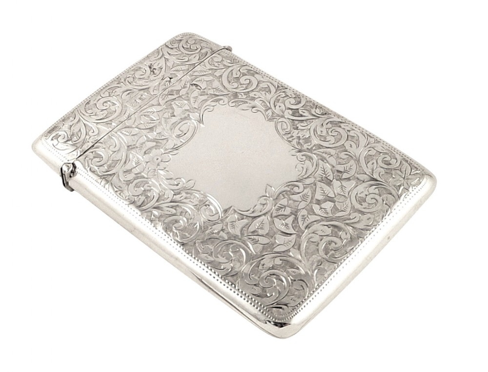Antique Edwardian Sterling Silver Card Case 1903