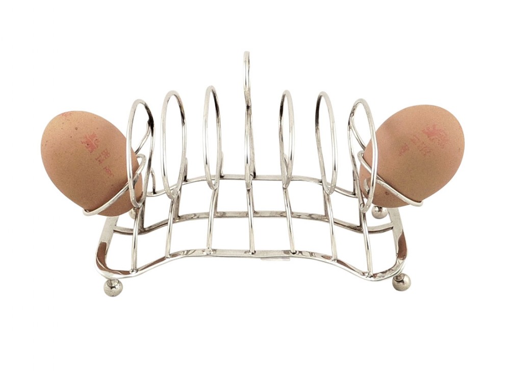 Antique Georgian Sterling Silver Toastrack with Egg Holders 1802