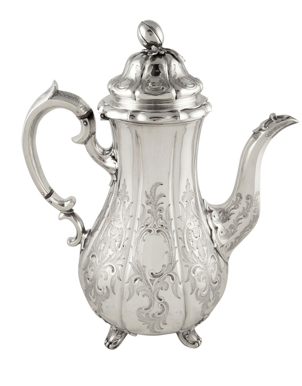 Antique Victorian Sterling Silver 3 Pint Coffee Pot 1840