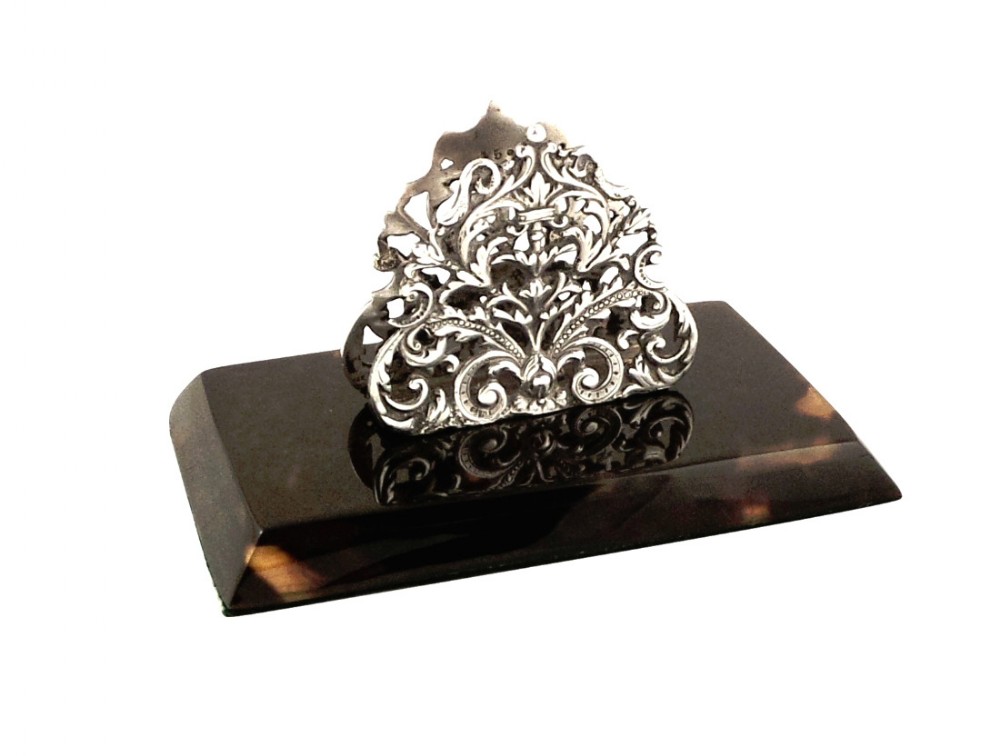 Antique Tortoiseshell & Sterling Silver Letter Rack 1900