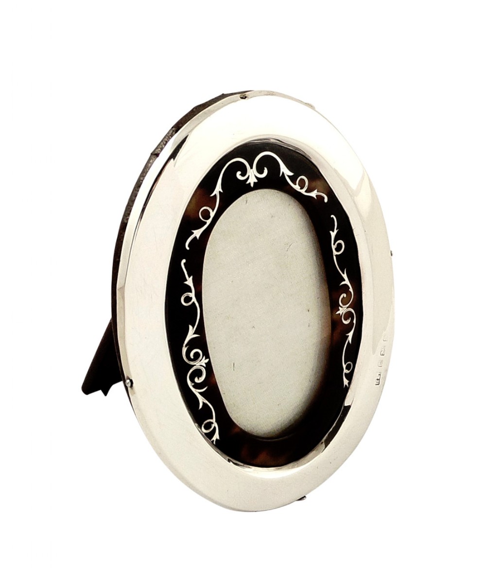 Antique Edwardian Sterling Silver & Tortoiseshell Photo Frame 1902