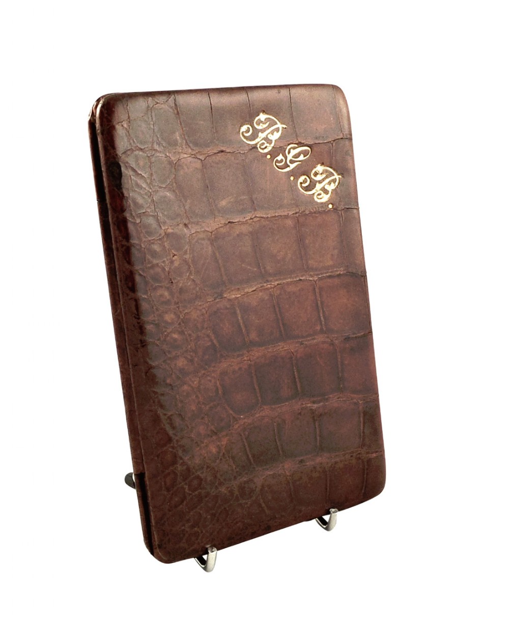 Antique Genuine Crocodile Leather Wallet / Card Case c1900