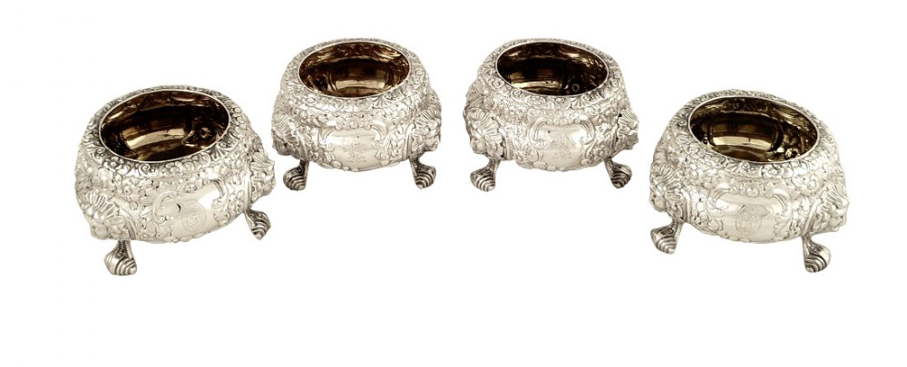 Set 4 Antique Georgian Scottish Silver Salt Cellars - Edinburgh 1823
