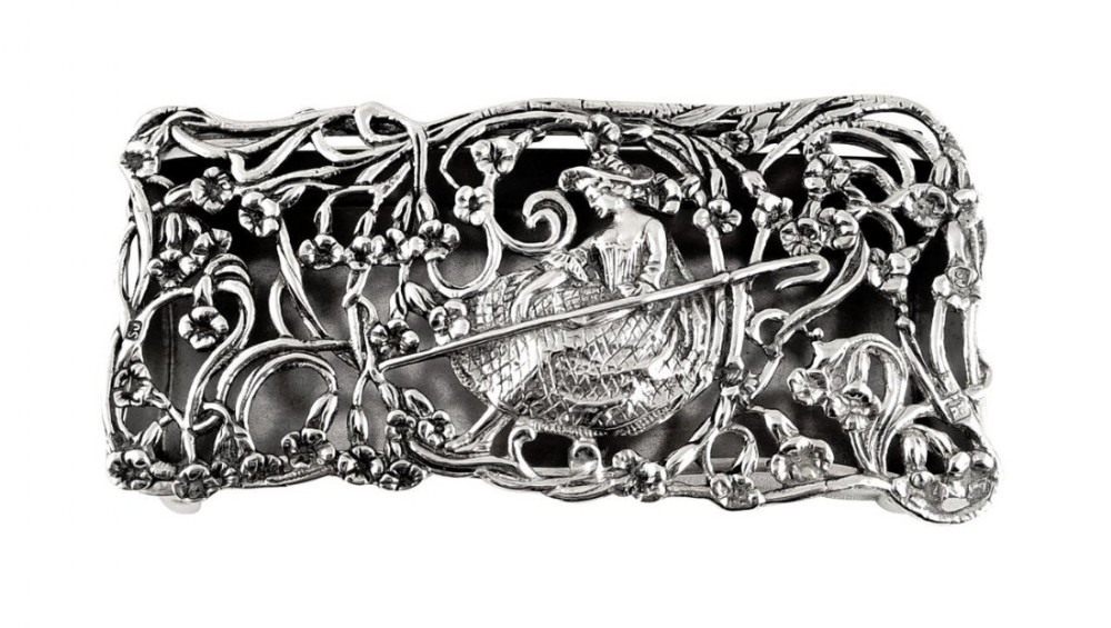 Antique Edwardian Sterling Silver Pierced Top Trinket Box 1905
