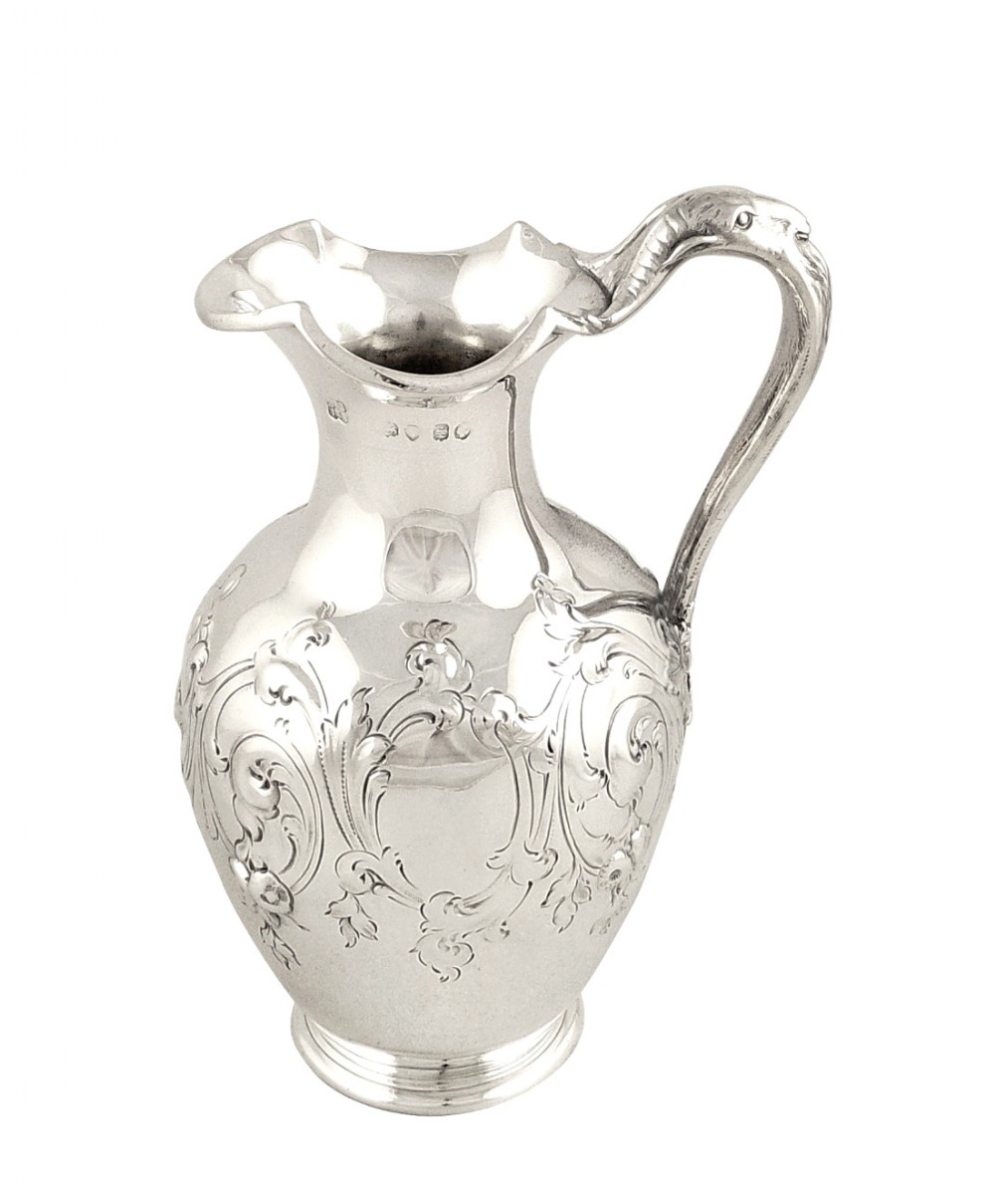 Antique Victorian Sterling Silver Jug 1853 - Rams Head & Oak Leaves