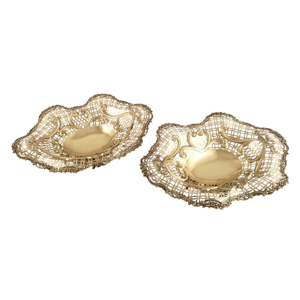 Huge Pair of Antique Victorian Sterling Silver Gilt 14