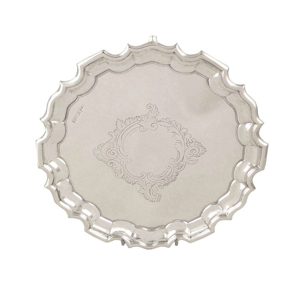 Antique Edwardian Sterling Silver Tray / Salver 1906