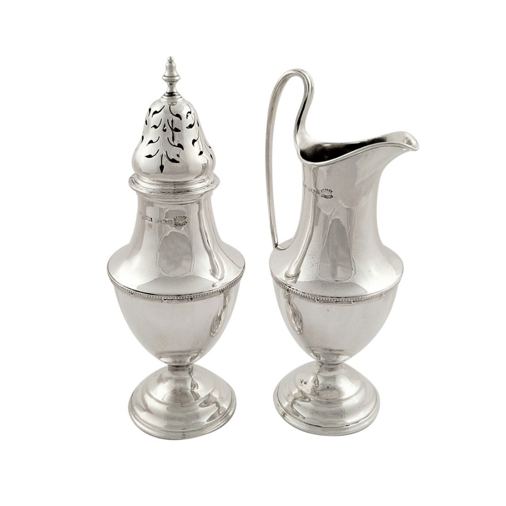 Antique Sterling Silver Jug & Sugar Caster / Shaker - Asprey 1909