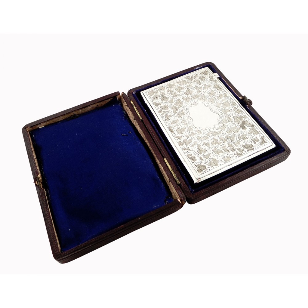 Antique Victorian Sterling Silver Card Case in Presentation Case 1878