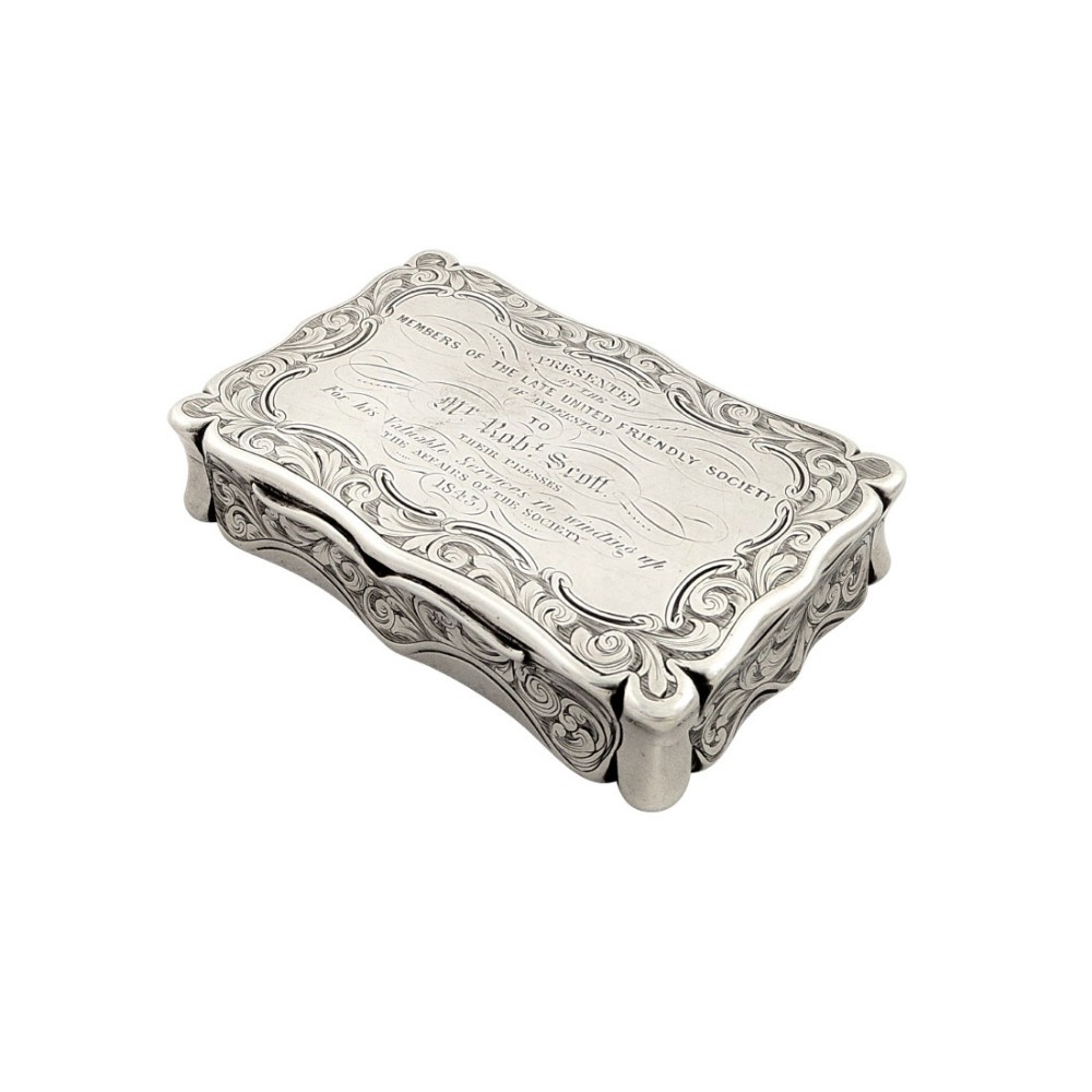 Antique Early Victorian Sterling Silver Snuff Box 1843 - Society of Anderston