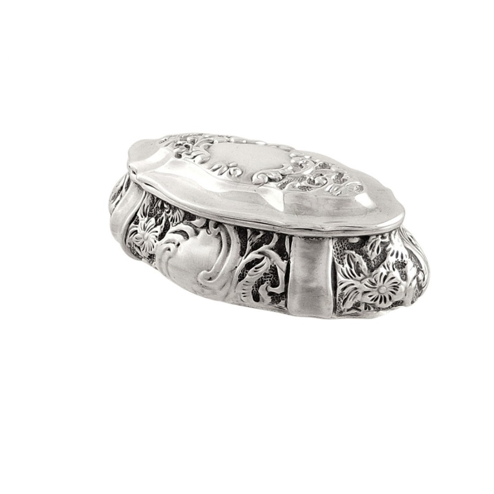 Antique Sterling Silver Ring Box 1901