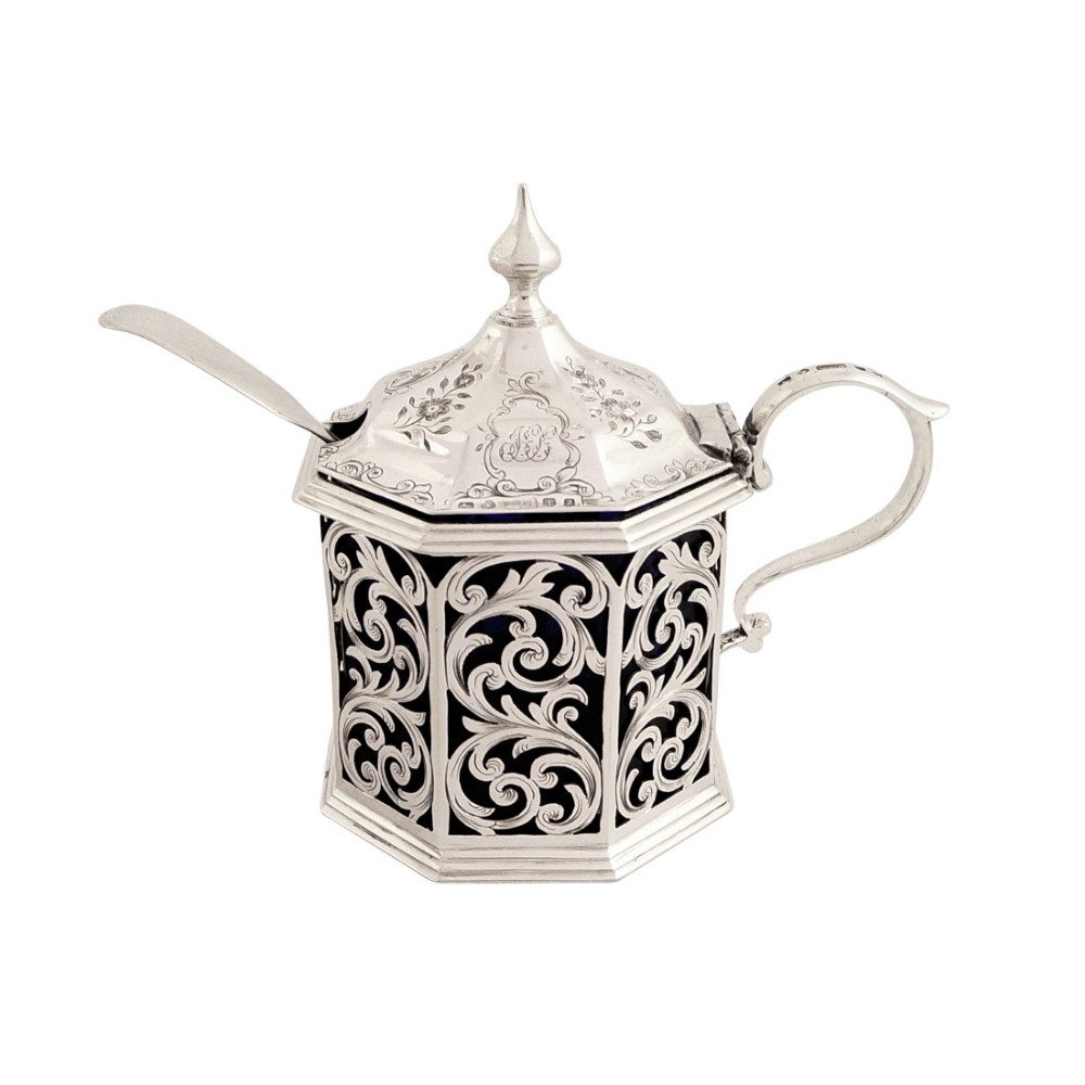 Antique Early Victorian Sterling Silver Mustard Pot 1848