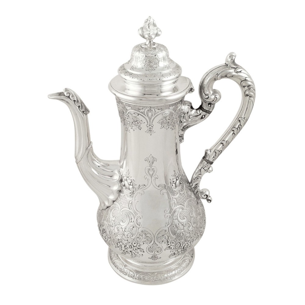 Antique Early Victorian Scottish Sterling Silver Coffee Pot - Edinburgh 1843