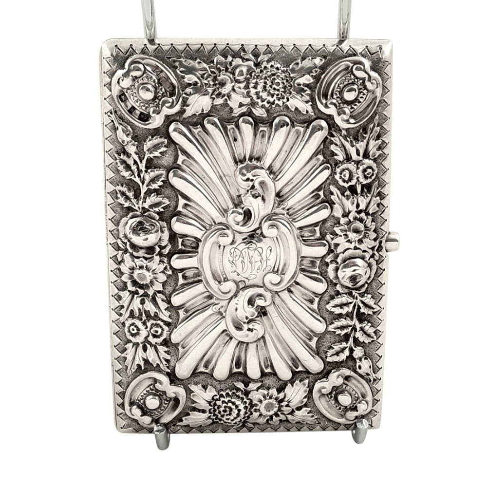 Antique Victorian Sterling Silver Card Case / Aide Memoire 1895