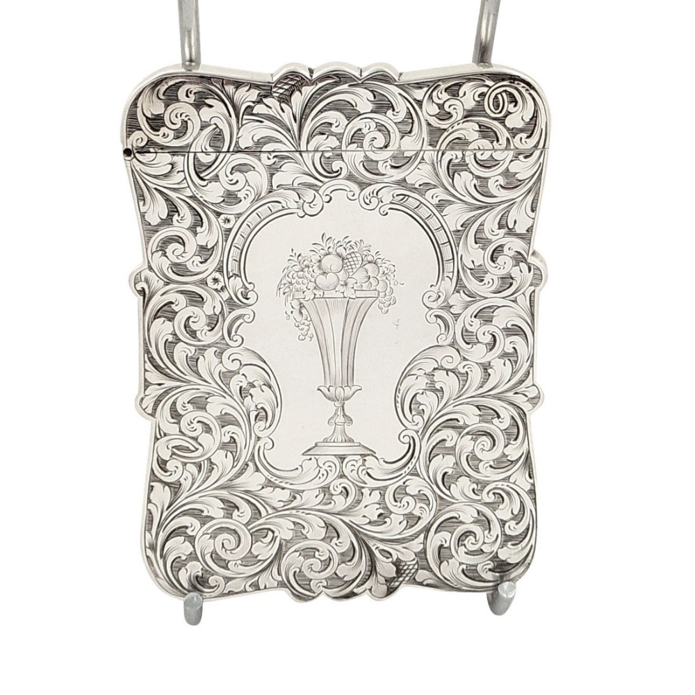 Antique Early Victorian Sterling Silver Card Case 1846